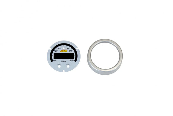 AEM X-Series GPS Speedometer Gauge 0-160mph / 0-240kph Accessory Kit Silver Bezel & White Faceplate AEM Electronics