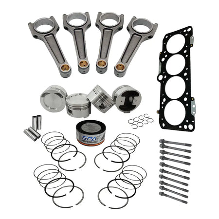 Forged piston and rings set 82,5mm VW 2.0L 16V ABF + VW 159mm x 20mm High  Performance Steel Basic Connecting Rod set 3/8 bolt (1000hp) +  Decompression Head Gasket Spacer - 1.5mm +