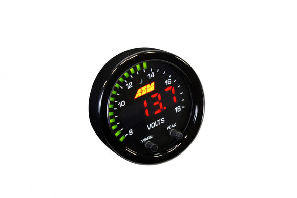 AEM X-Series Volt Gauge 8-18V Black Bezel & Black Faceplate AEM Electronics