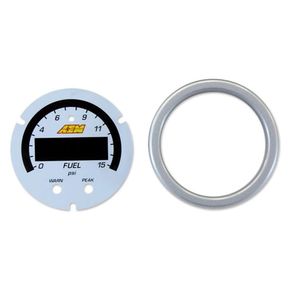 AEM X-Series Pressure Gauge 0-15psi Accessory Kit Silver Bezel & White Boost/Fuel Faceplate AEM Electronics