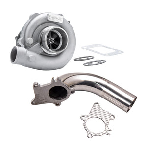 Hybrid T3/T4 T3T4 T04E .63 A/R Turbine 5 Bolt Flange Turbocharger w/ Downpipe