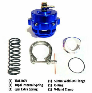 TiAL Q BV50 Blue 50mm Blow Off Valve (BOV) - Up to 35PSI - 6PSI + 18PSI Springs JSR-DRP