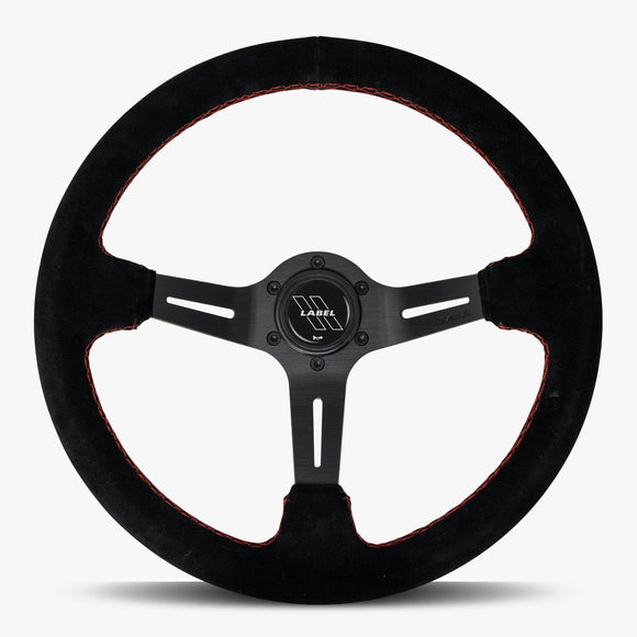 The Le Mans | Black Alcantara Suede | Black Spoke | Red Stitch