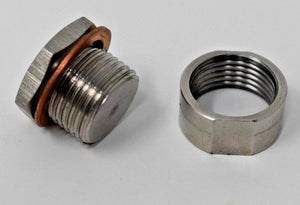 O2 02 Oxygen Sensor 304 Steel Weld On Bung & Plug Wideband Nut & Cap 18 X 1.5