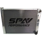 Lightweight Late Model Radiator - Double Pass - 26.8" x 19.6" + Power Steering Tank Firewall Mount (Right Inlet) - Blue Cap