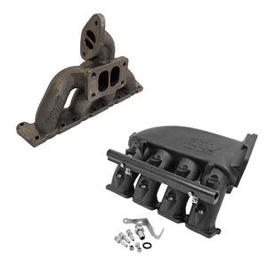 VW MKIV GTI T3 Twin Scroll Top Mount Flange Turbocharger Exhaust Manifold + Cast Aluminum Intake Manifold