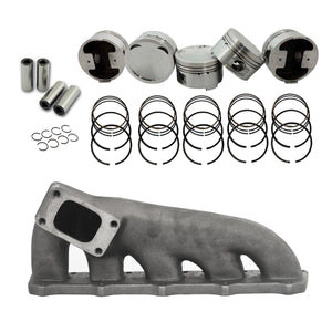 Forged piston and rings set 83mm VW 2.5L Jetta MK5 07k + High Performance Turbo Exhaust Manifold