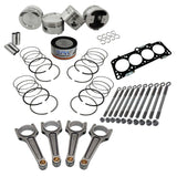 Forged piston and rings set 83.5mm VW 2.0L 16V ABF + VW 159mm x 20mm High Performance Steel Basic Connecting Rod set 3/8" bolt (1000hp) + Decompression Head Gasket Spacer - 1.5mm + Head stud set