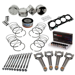 Forged piston and rings set 83.5mm VW 2.0L 16V ABF + VW 159mm x 20mm High Performance Steel Basic Connecting Rod set 3/8" bolt (1000hp) + Decompression Head Gasket Spacer - 1.5mm + Head stud set + Rod Bearings