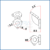 Turbo Manifold + 55 DEGREE L FITTING WASTEGATE MOUNT FOR VW MKIV 2.0 T3 Turbo